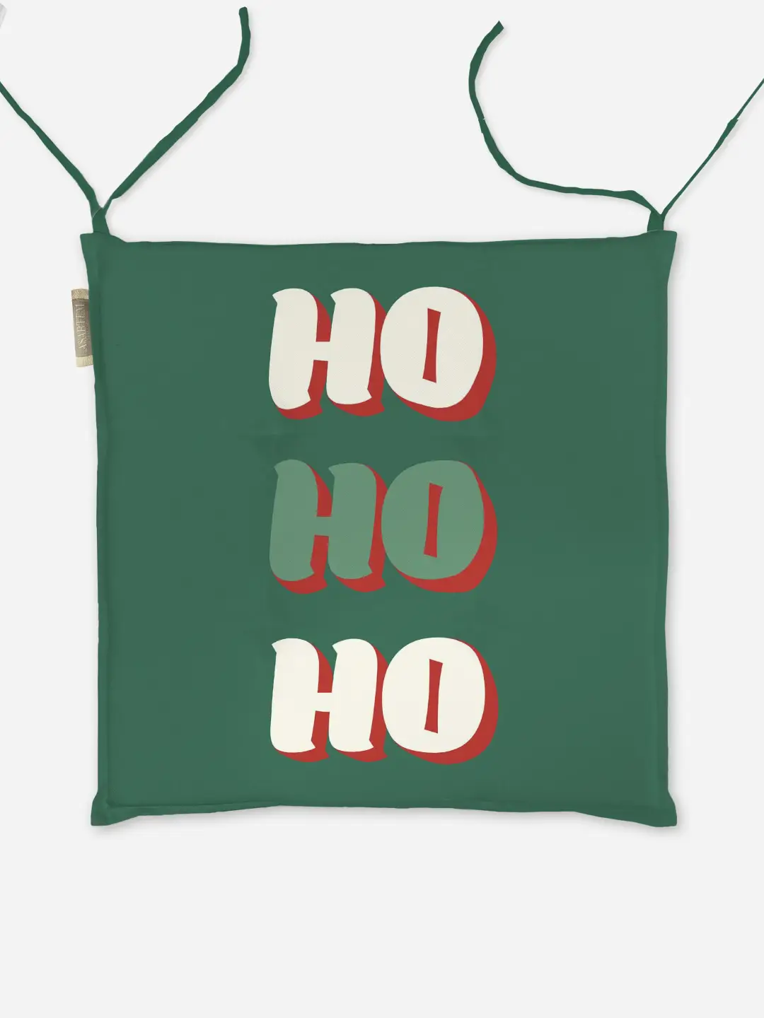 Poduszka świąteczna na krzesło HO HO HO zielone tło 40x40 cm