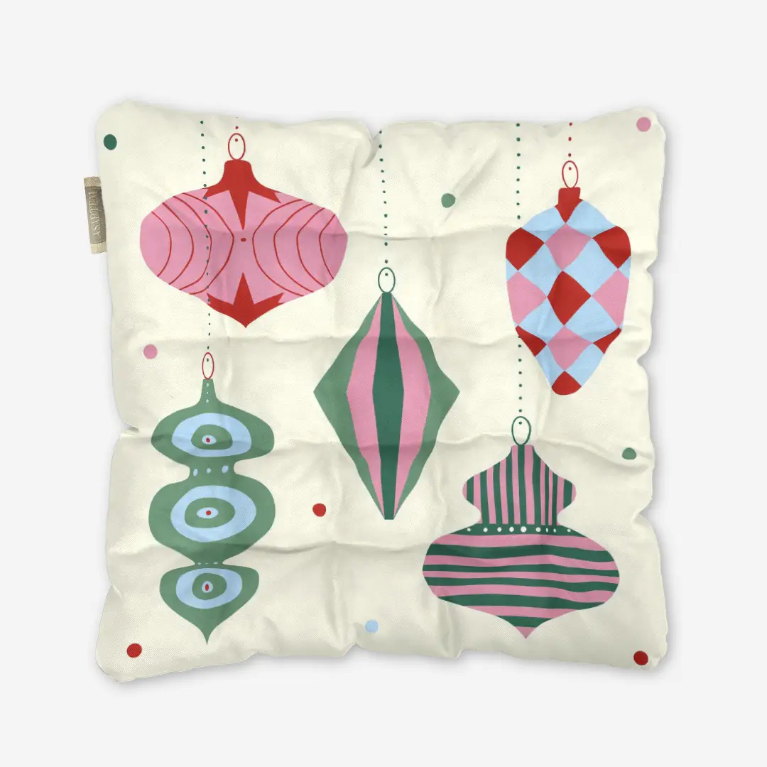 Poduszka świąteczna na krzesło Bombki 40x40 cm