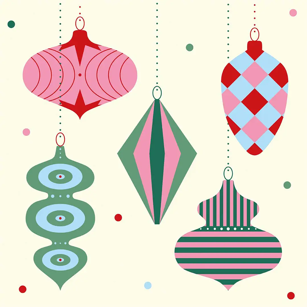 Poduszka świąteczna na krzesło Bombki 20x20 cm