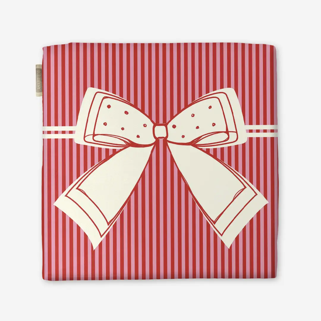 Poduszka świąteczna na krzesło Kokardka czerwone paski 40x40 cm