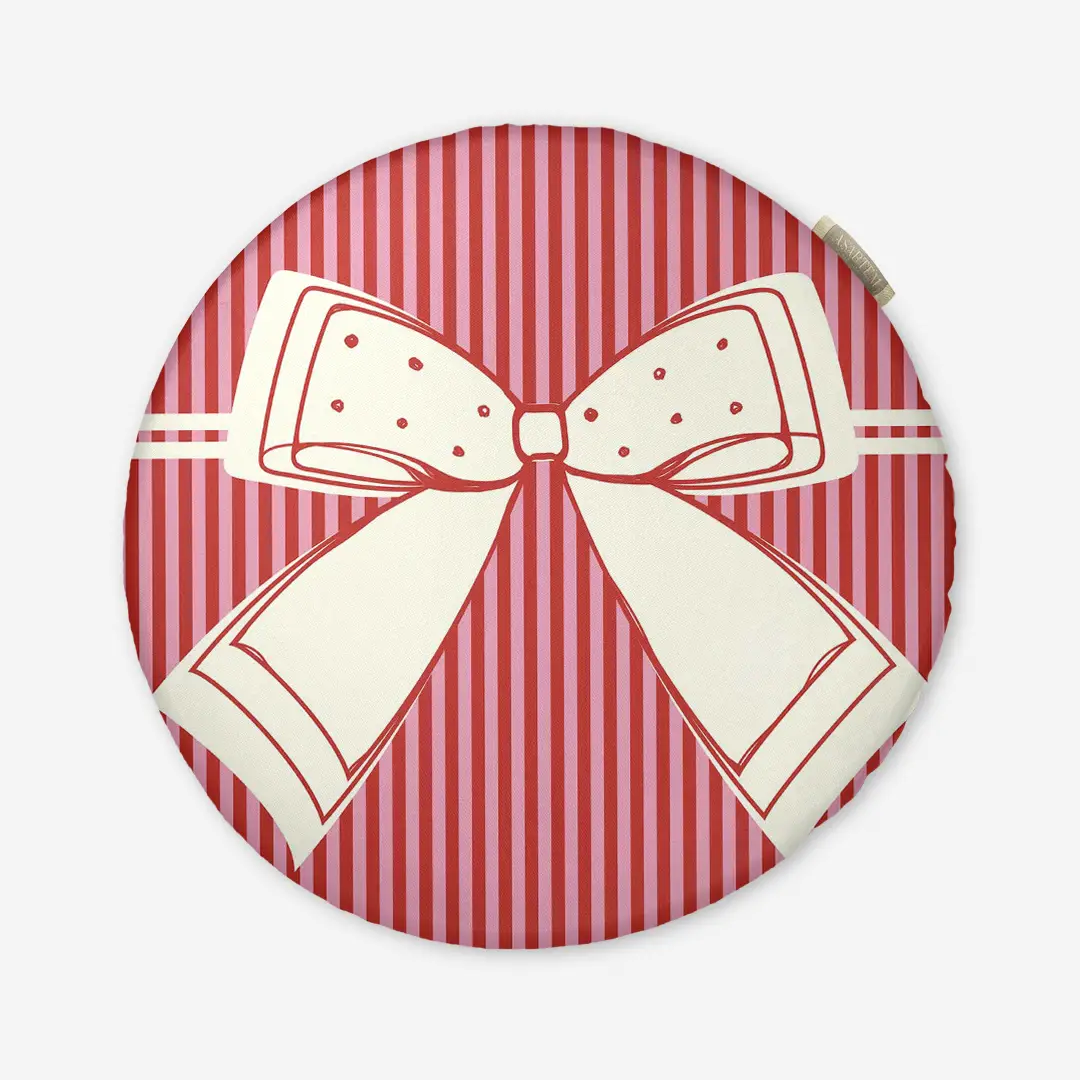 Poduszka świąteczna na krzesło Kokardka czerwone paski 40x40 cm