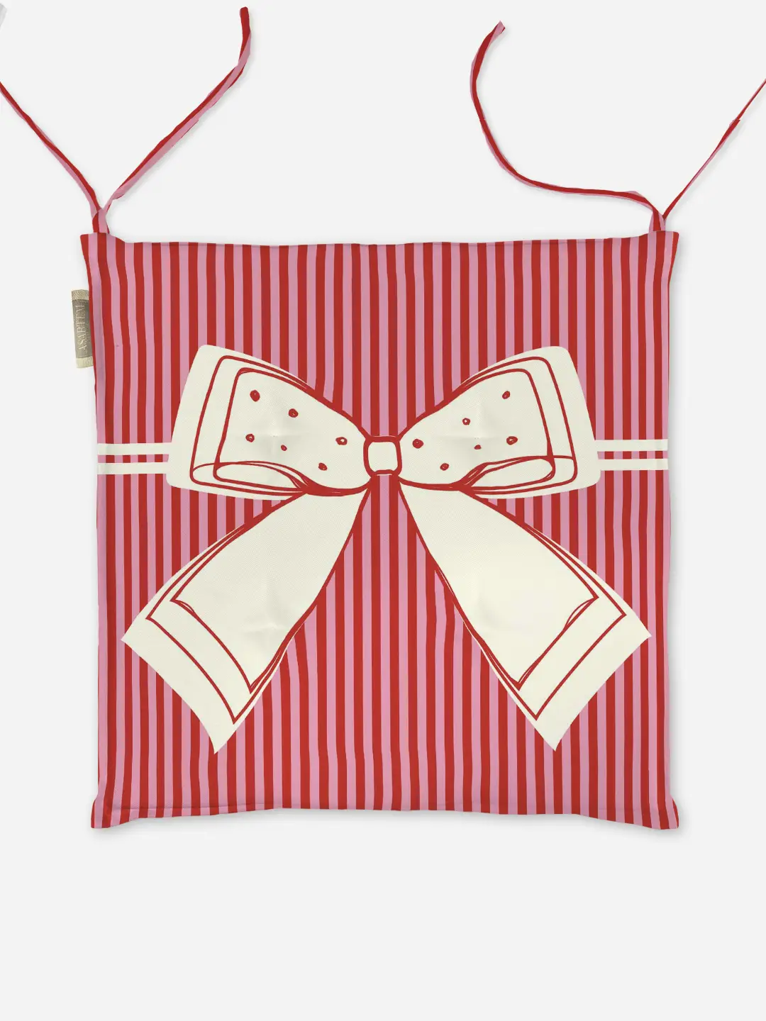 Poduszka świąteczna na krzesło Kokardka czerwone paski 40x40 cm