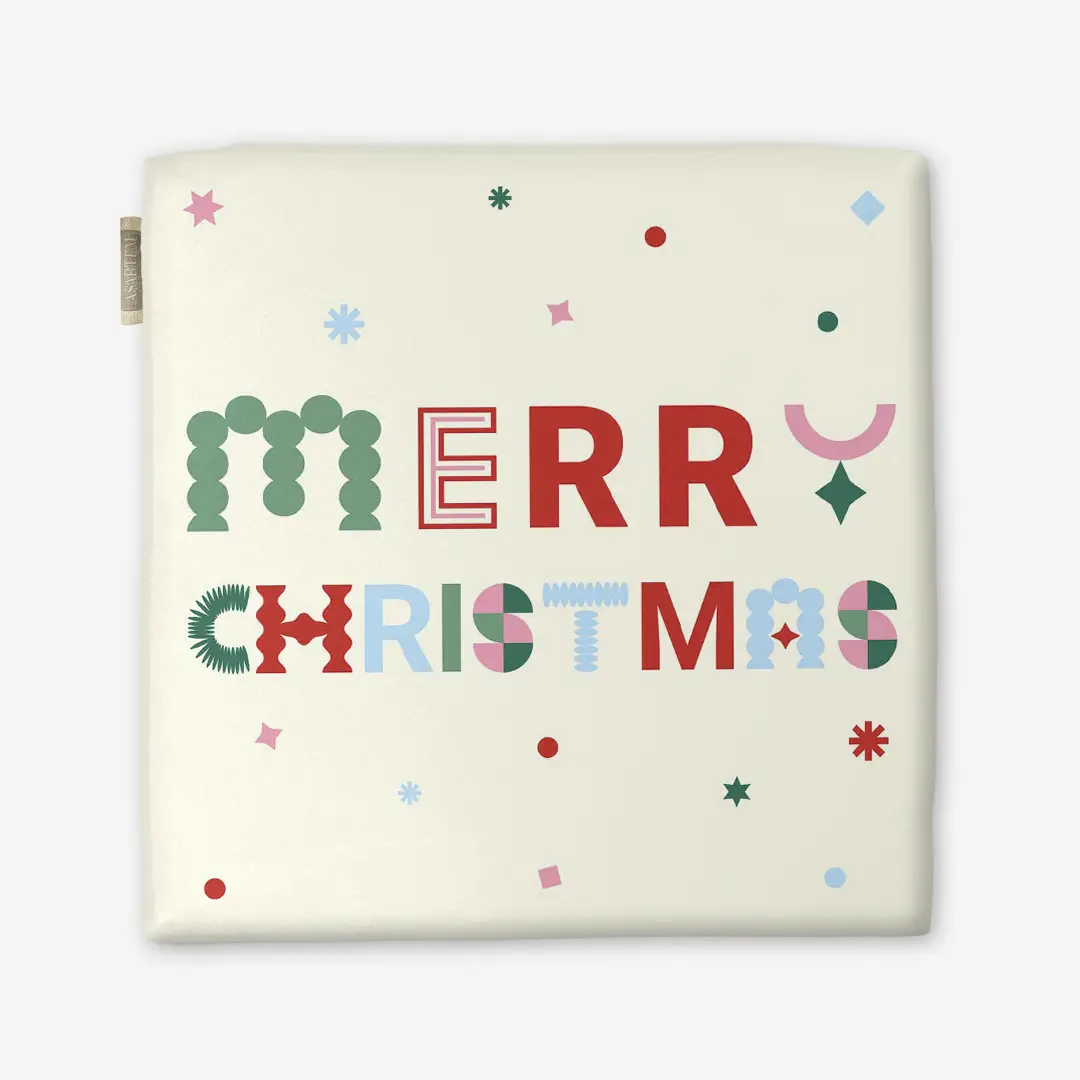 Poduszka świąteczna na krzesło Merry Christmas napis 40x40 cm