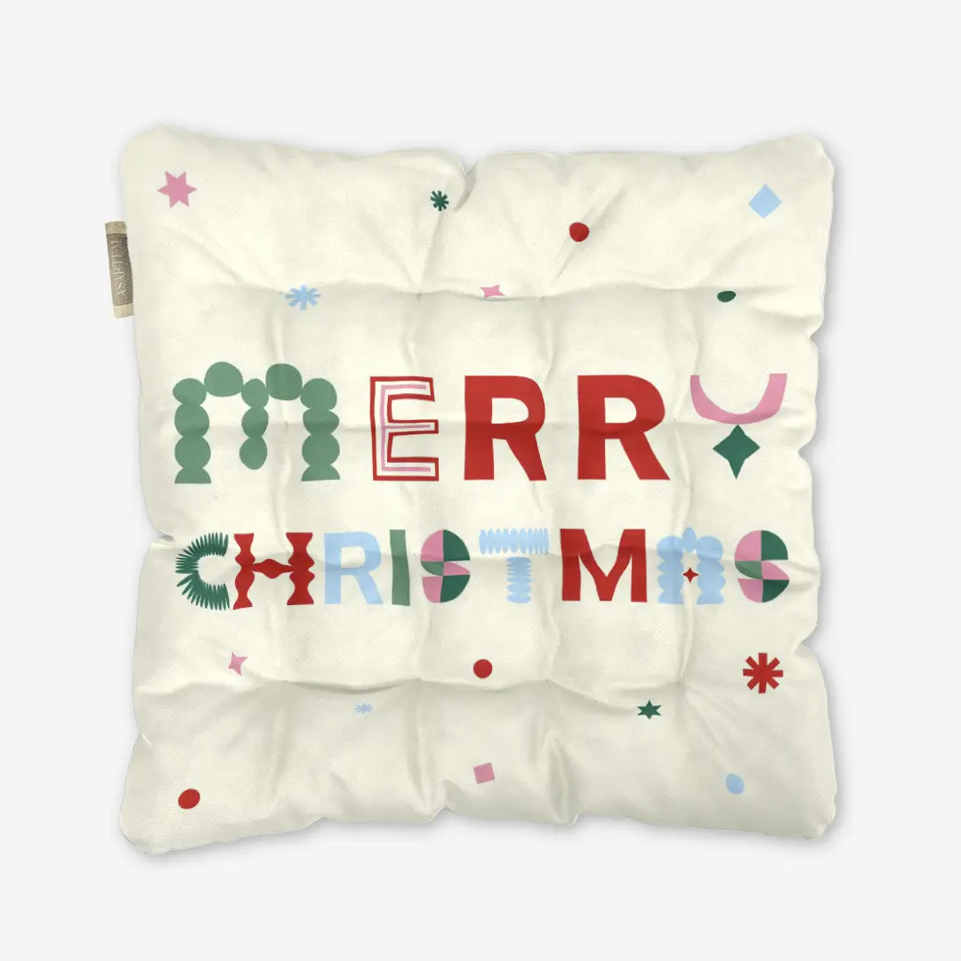 Poduszka świąteczna na krzesło Merry Christmas napis 40x40 cm