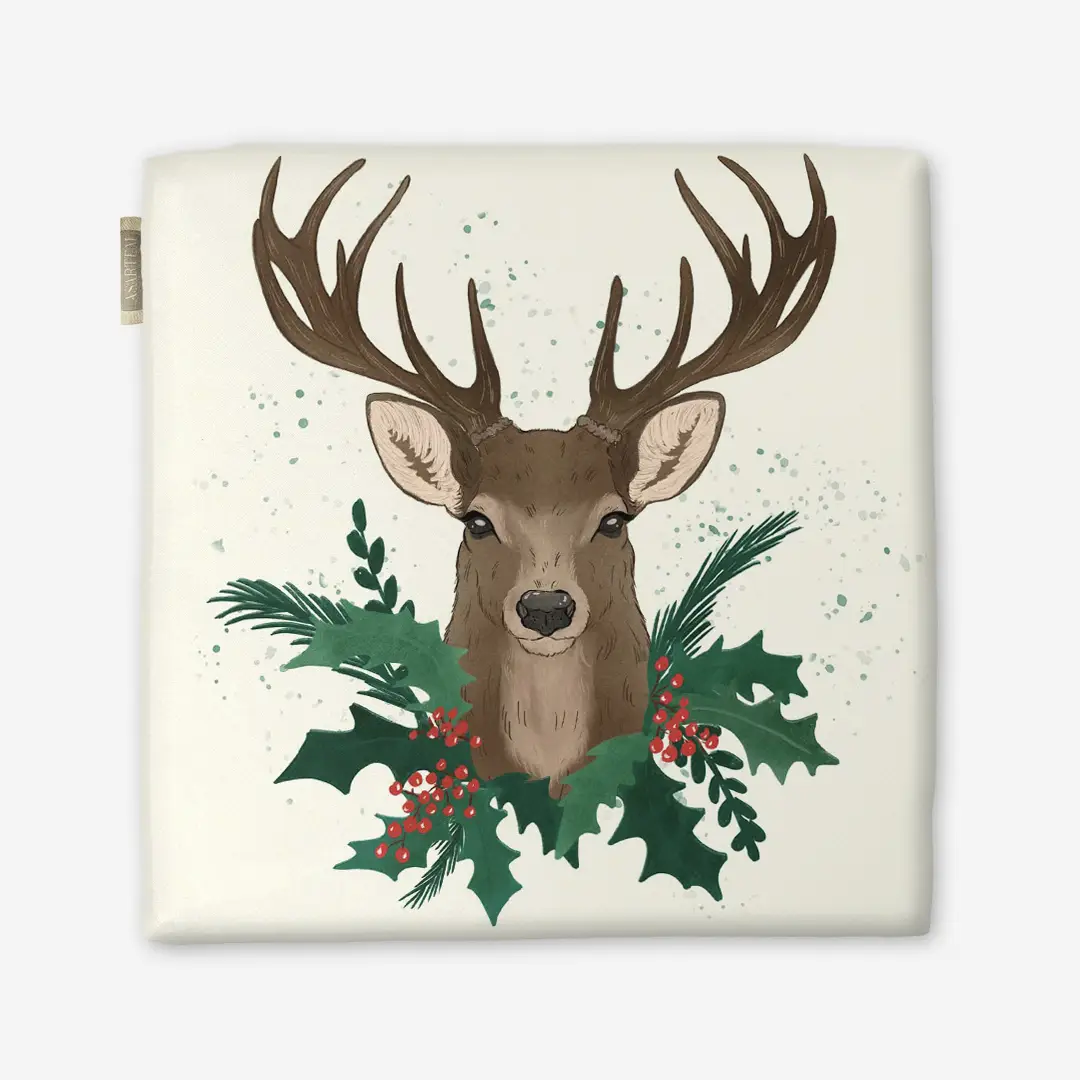 Poduszka świąteczna na krzesło Jeleń 40x40 cm