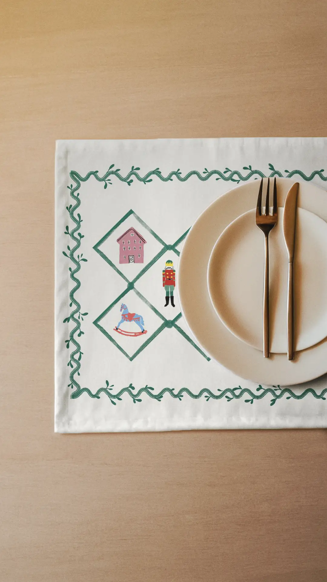 Podkładki świąteczne Retro wieniec 35x45 cm