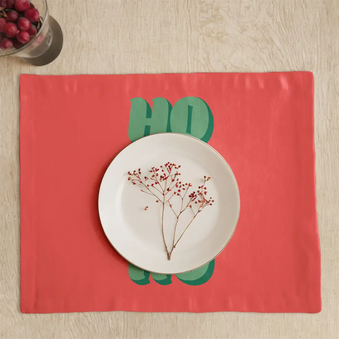 Podkładki świąteczne HO HO HO czerwone tło 35x45 cm