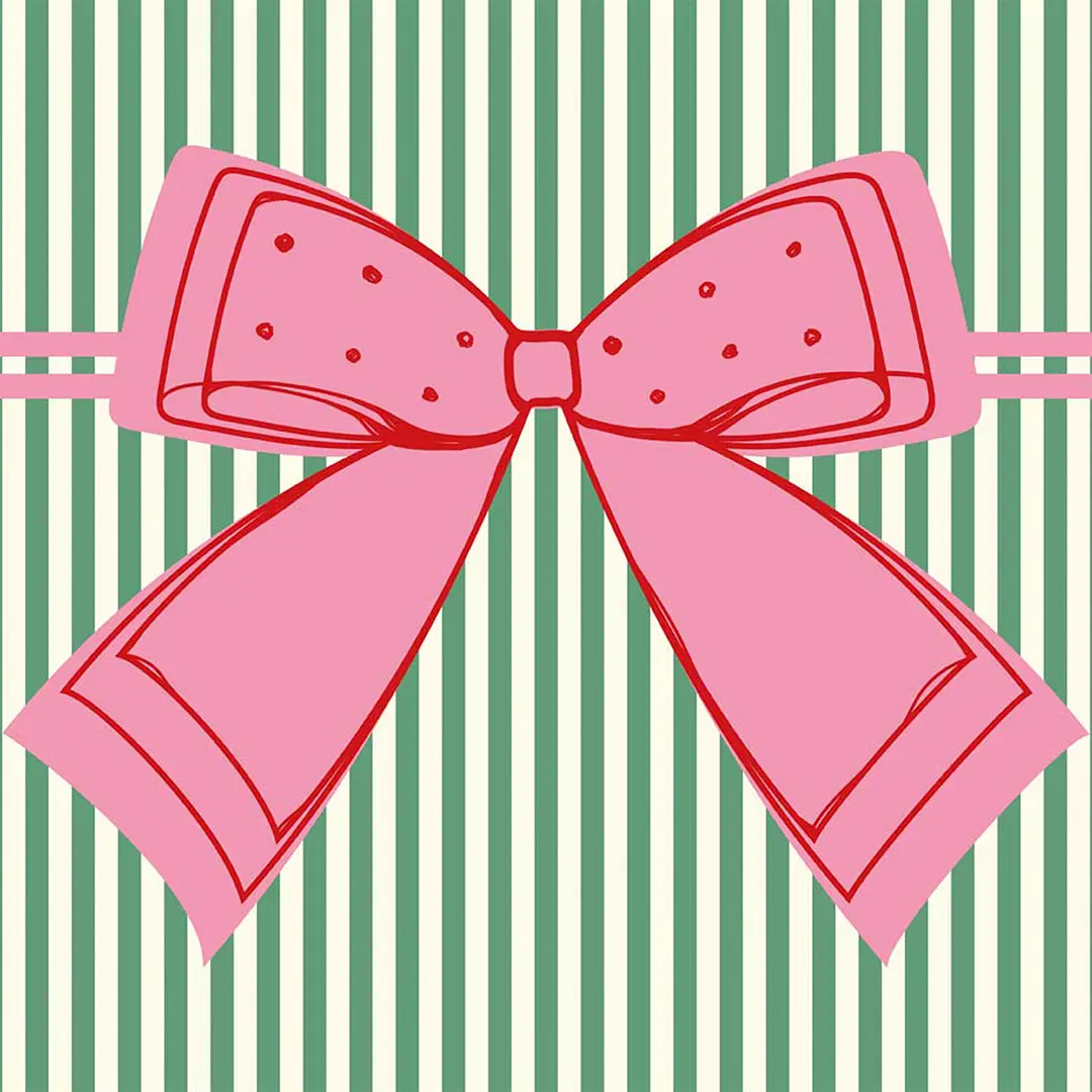 Podkładki świąteczne Kokardka zielone paski 20x20 cm