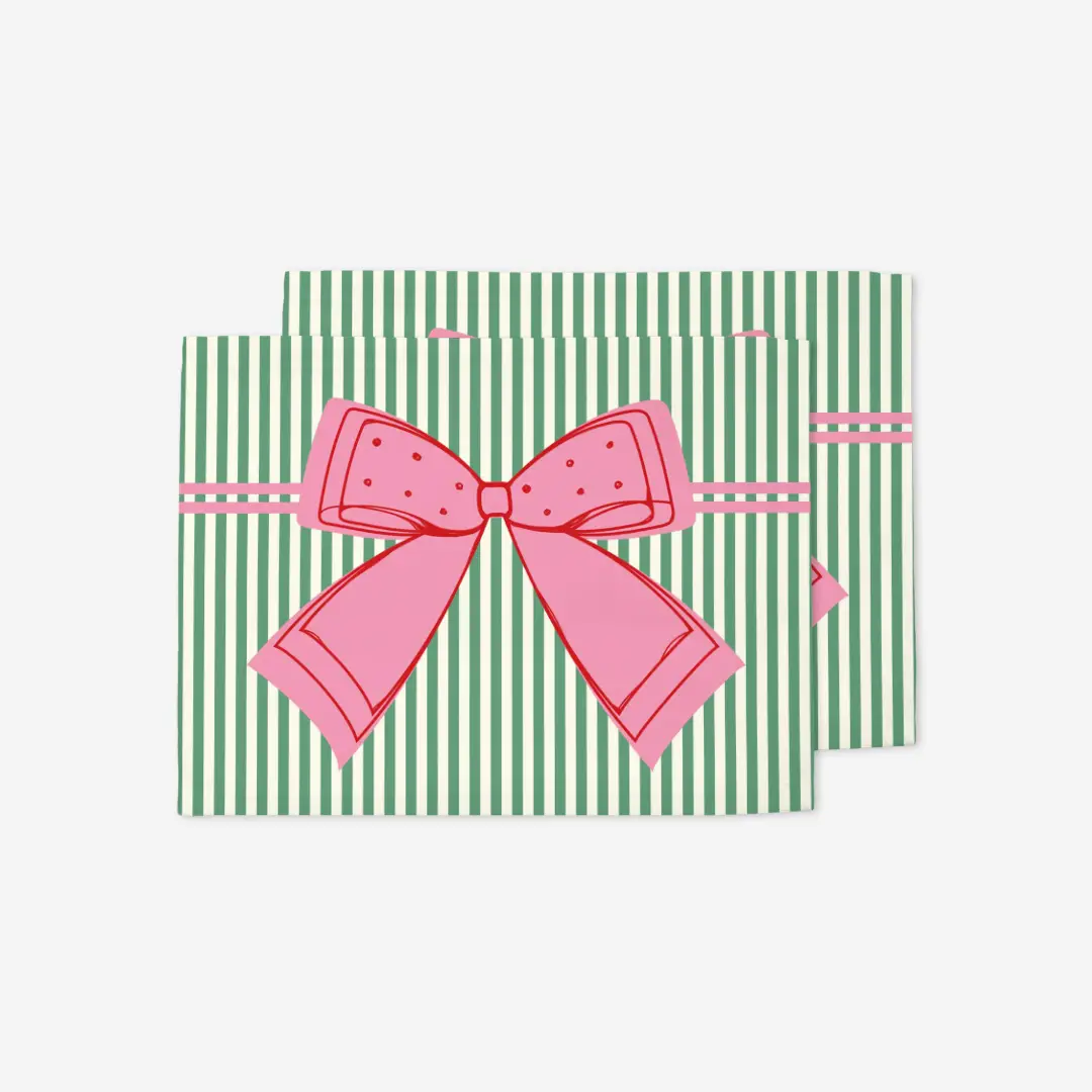Podkładki świąteczne Kokardka zielone paski 35x45 cm