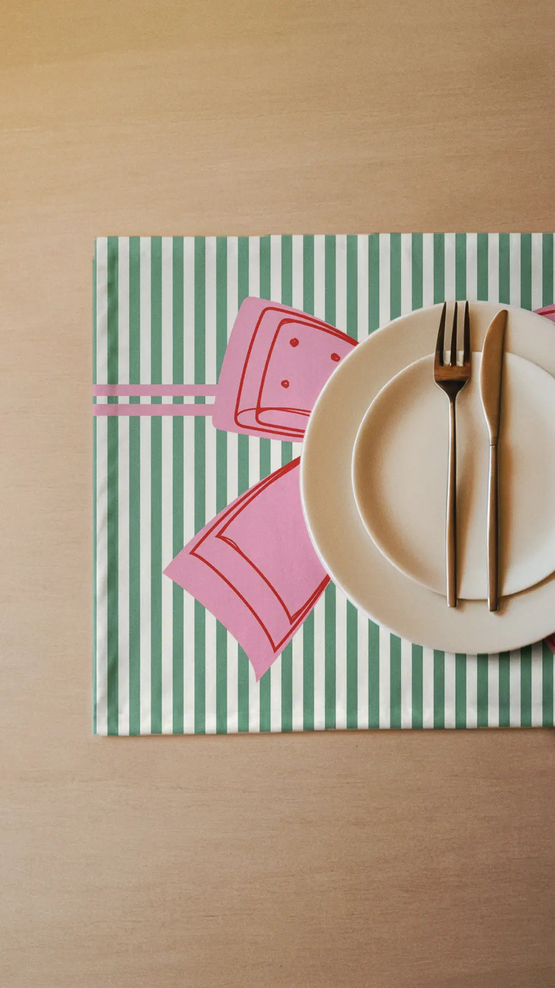 Podkładki świąteczne Kokardka zielone paski 35x45 cm