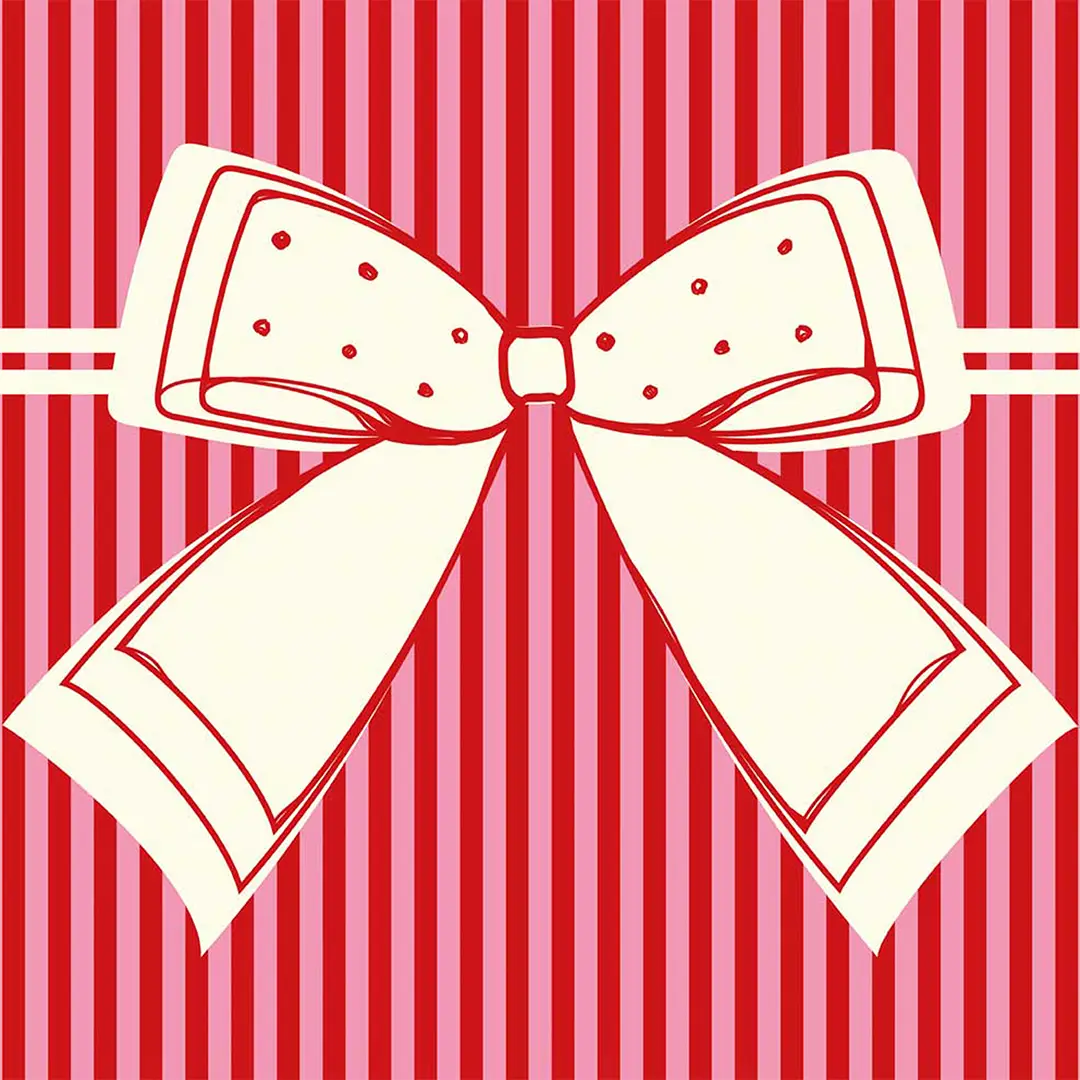 Podkładki świąteczne Kokardka czerwone paski 20x20 cm