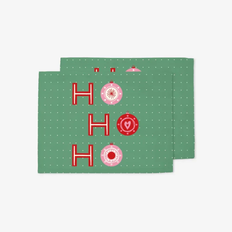 Podkładki świąteczne HO HO HO bombki zielone tło 35x45 cm