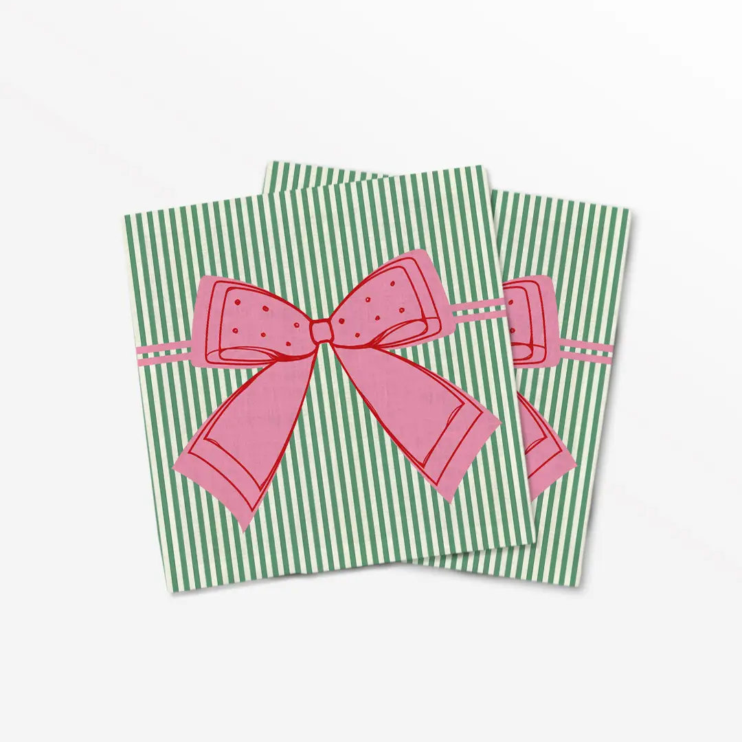 Serwetki świąteczne Kokardka zielone paski 40x40 cm