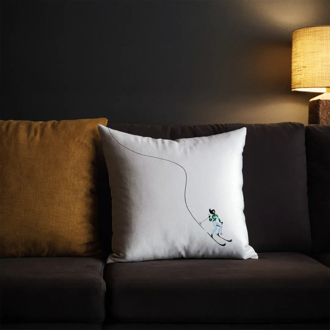 Poduszka świąteczna - Niebieska narciarka - obrazek 3