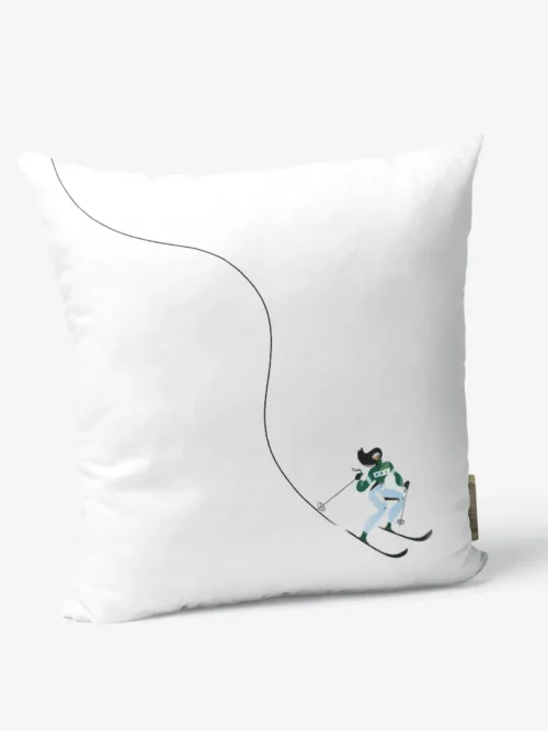 Poduszka świąteczna Niebieska narciarka 45x45 cm