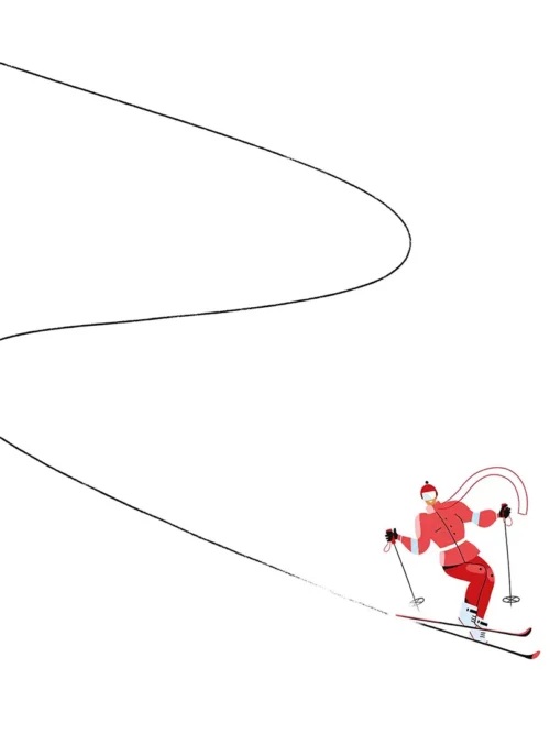 Poduszka świąteczna Czerwona narciarka 20x20 cm