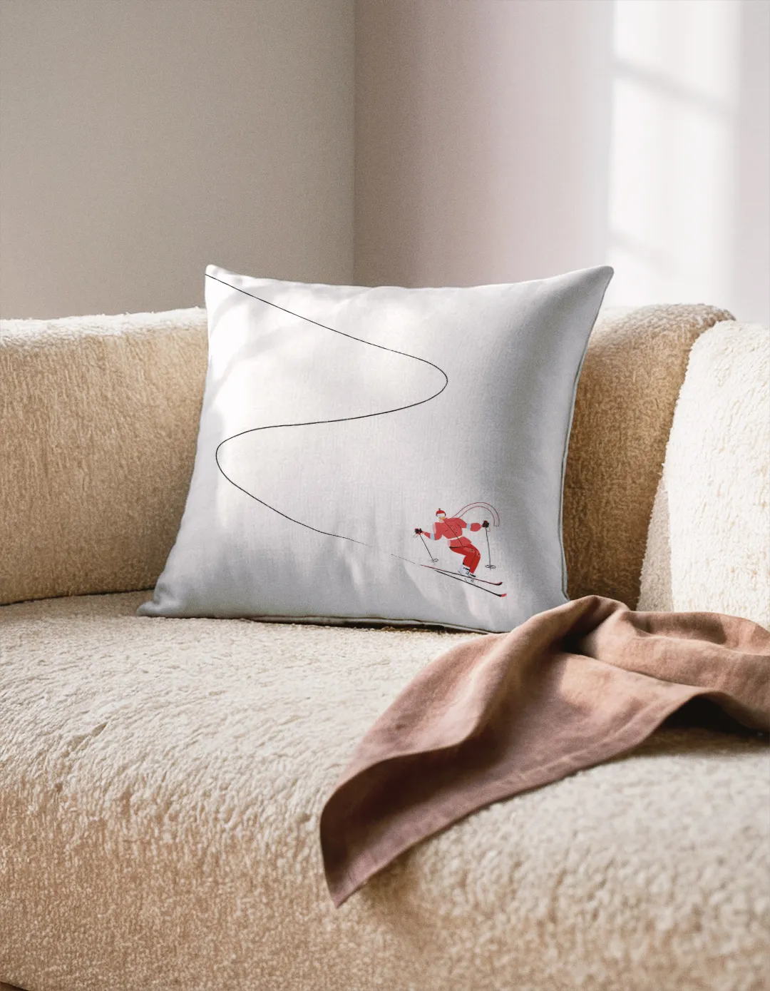 Poduszka świąteczna Czerwona narciarka 45x45 cm