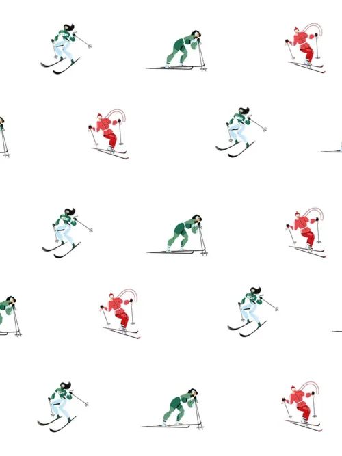 Poduszka świąteczna Kolorowi narciarze 20x20 cm