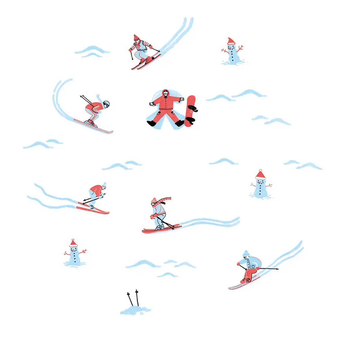 Poduszka świąteczna na krzesło Narciarze 20x20 cm