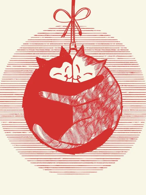 Poduszka świąteczna na krzesło merry kittens 20x20 cm