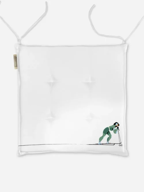 Poduszka świąteczna na krzesło Zielona narciarka 40x40 cm