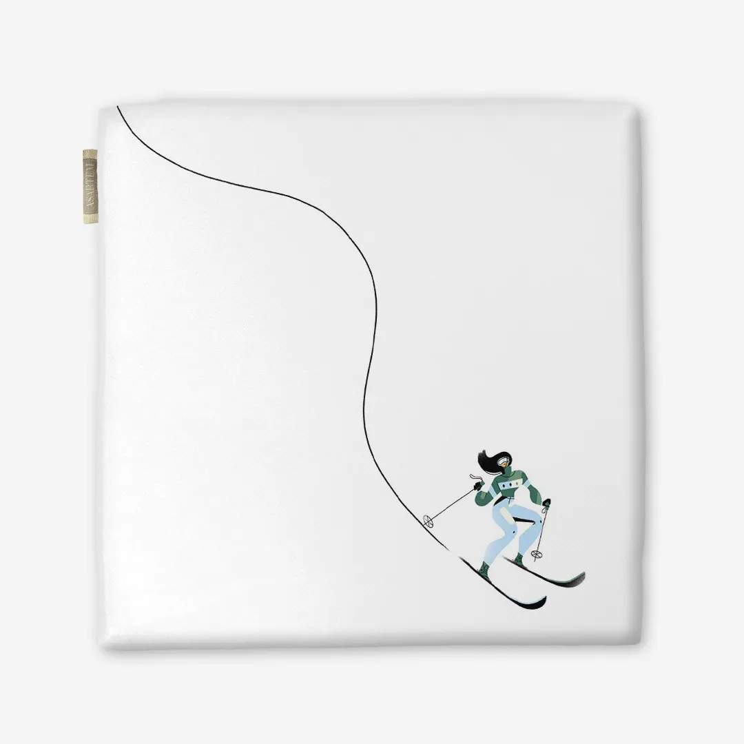 Poduszka świąteczna na krzesło Niebieska narciarka 40x40 cm