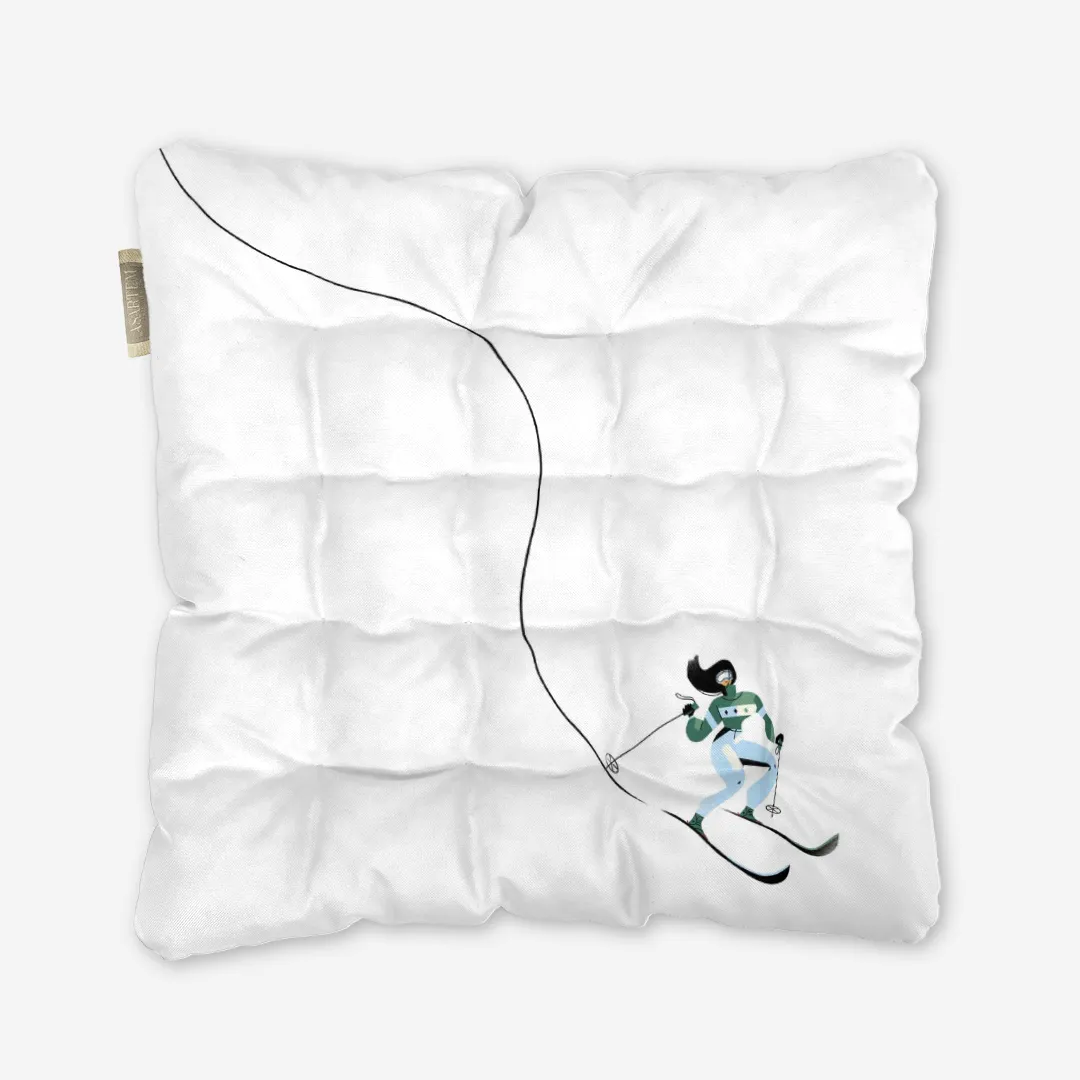 Poduszka świąteczna na krzesło Niebieska narciarka 40x40 cm