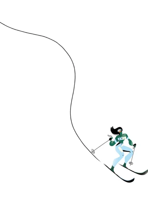 Poduszka świąteczna na krzesło Niebieska narciarka 20x20 cm