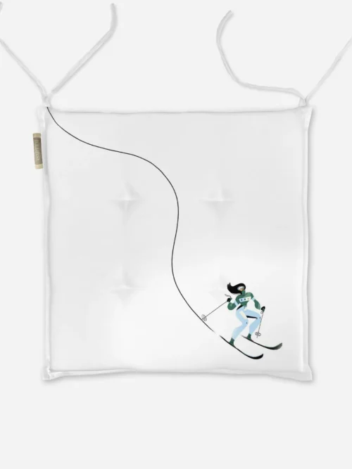 Poduszka świąteczna na krzesło Niebieska narciarka 40x40 cm