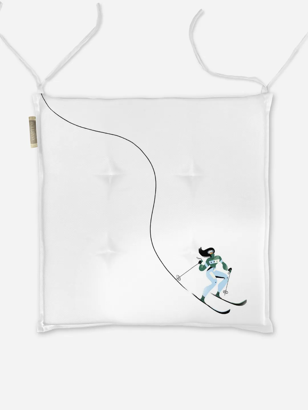 Poduszka świąteczna na krzesło Niebieska narciarka 40x40 cm