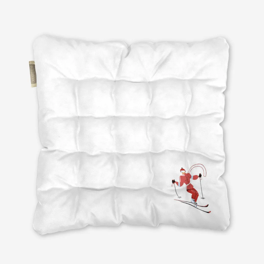 Poduszka świąteczna na krzesło Czerwona narciarka 40x40 cm