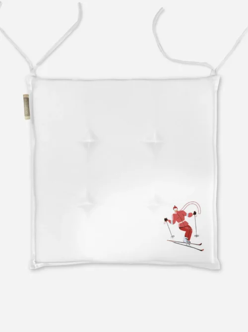 Poduszka świąteczna na krzesło Czerwona narciarka 40x40 cm