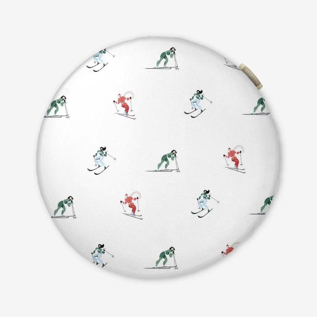 Poduszka świąteczna na krzesło Kolorowi narciarze 40x40 cm