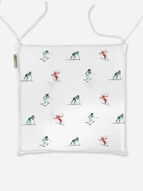 Poduszka świąteczna na krzesło Kolorowi narciarze 40x40 cm
