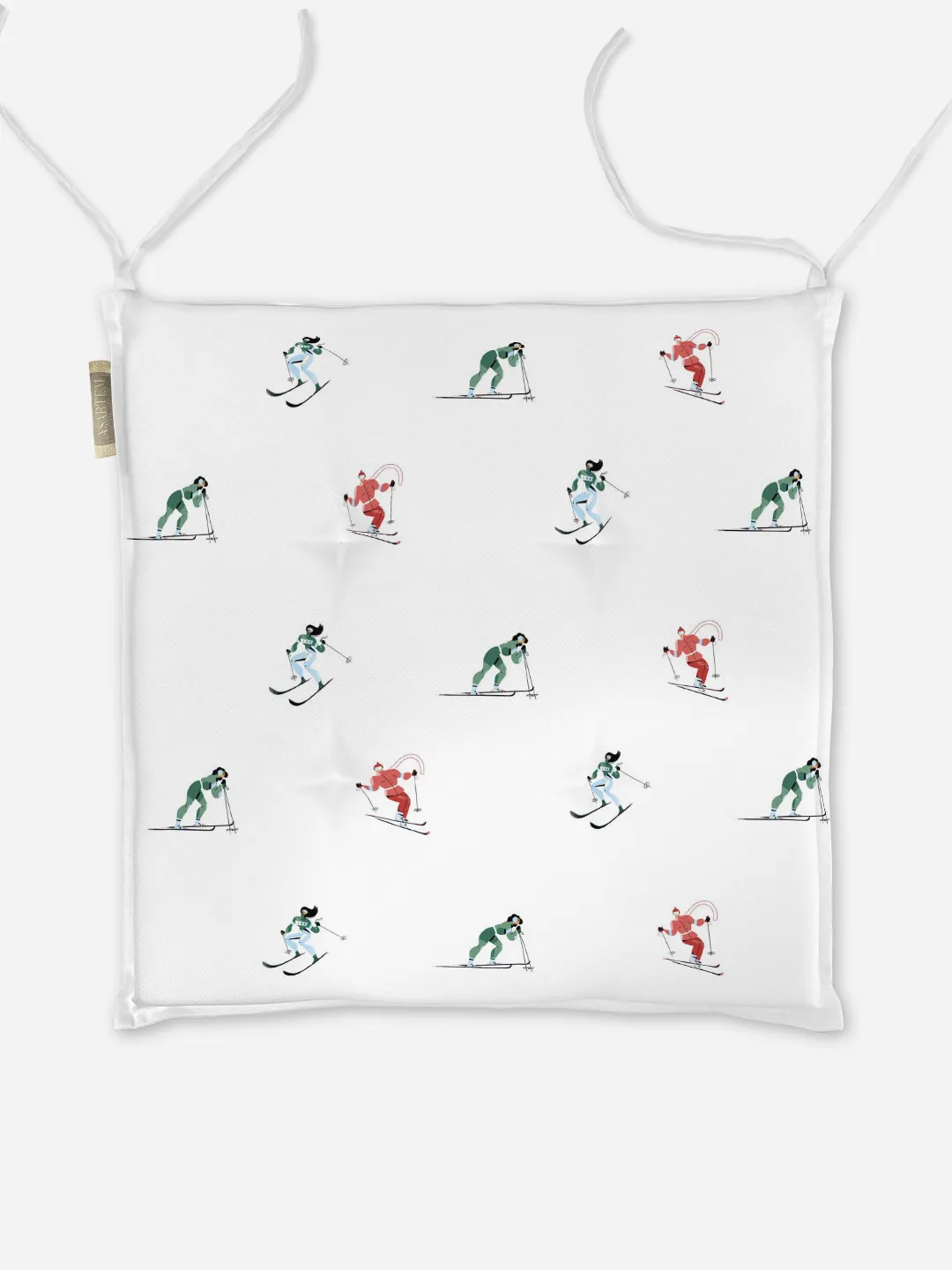 Poduszka świąteczna na krzesło Kolorowi narciarze 40x40 cm