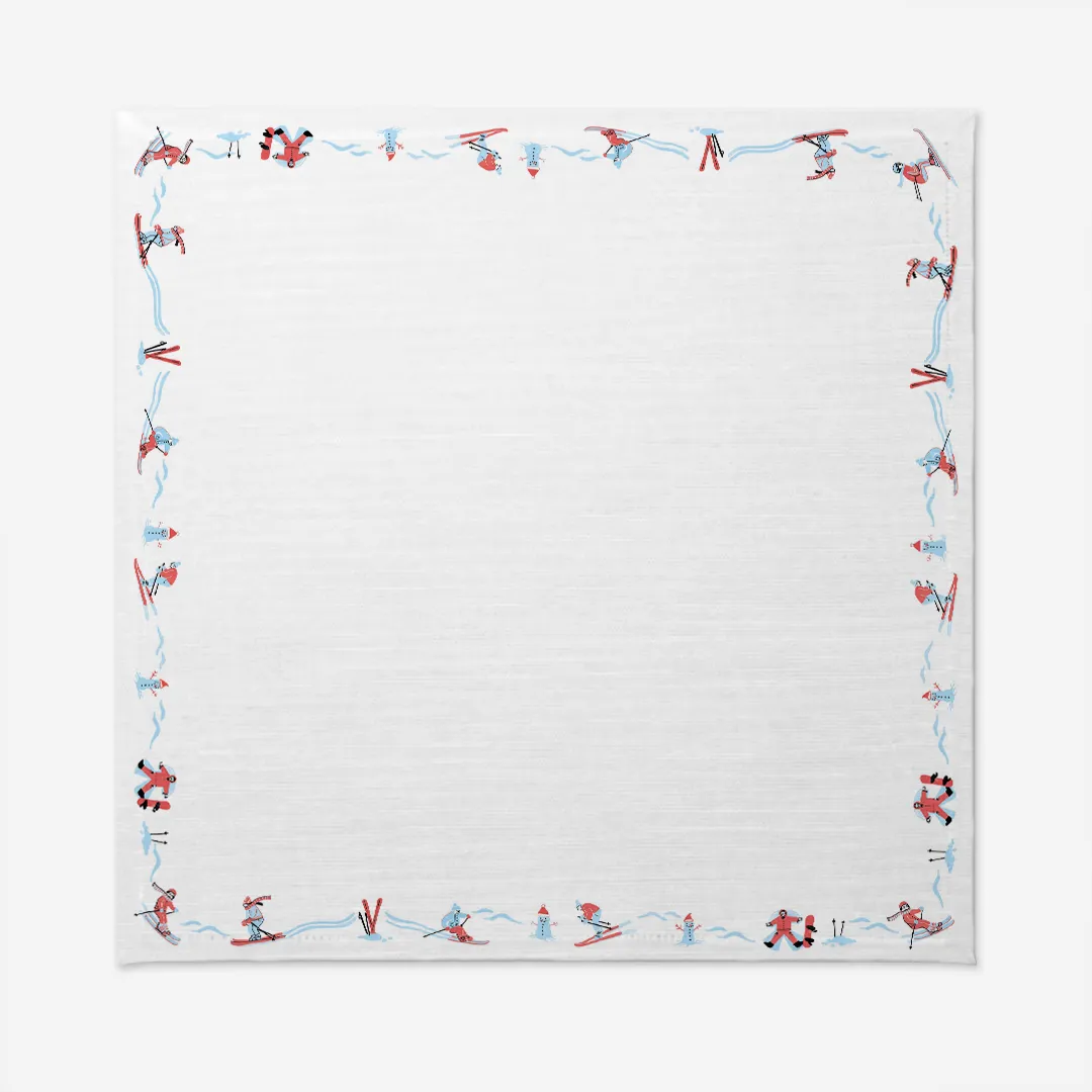 Obrus świąteczny Narciarze 140x140 cm