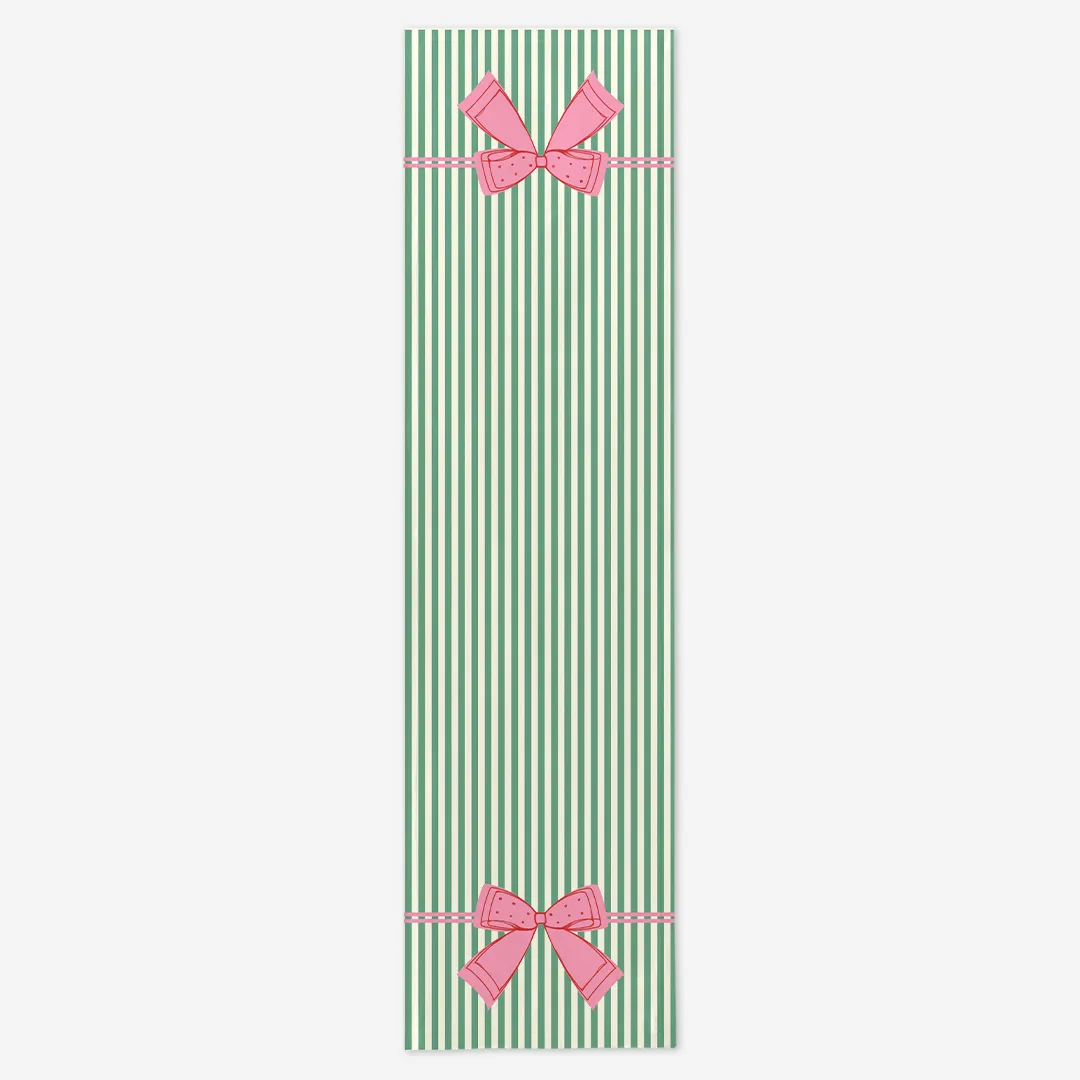 Bieżnik świąteczny Kokardka – zielone paski 35x130 cm