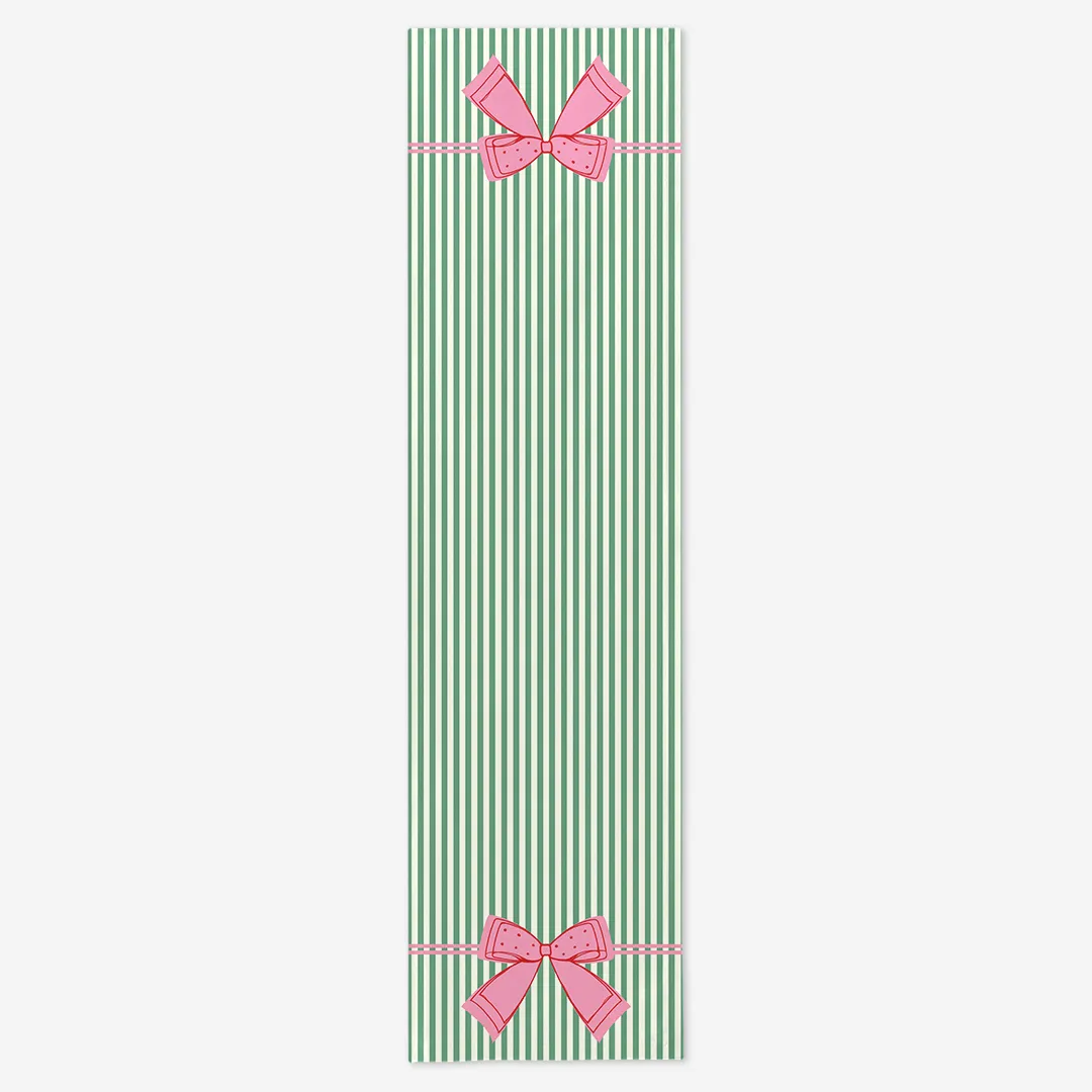 Bieżnik świąteczny Kokardka – zielone paski 40x150 cm