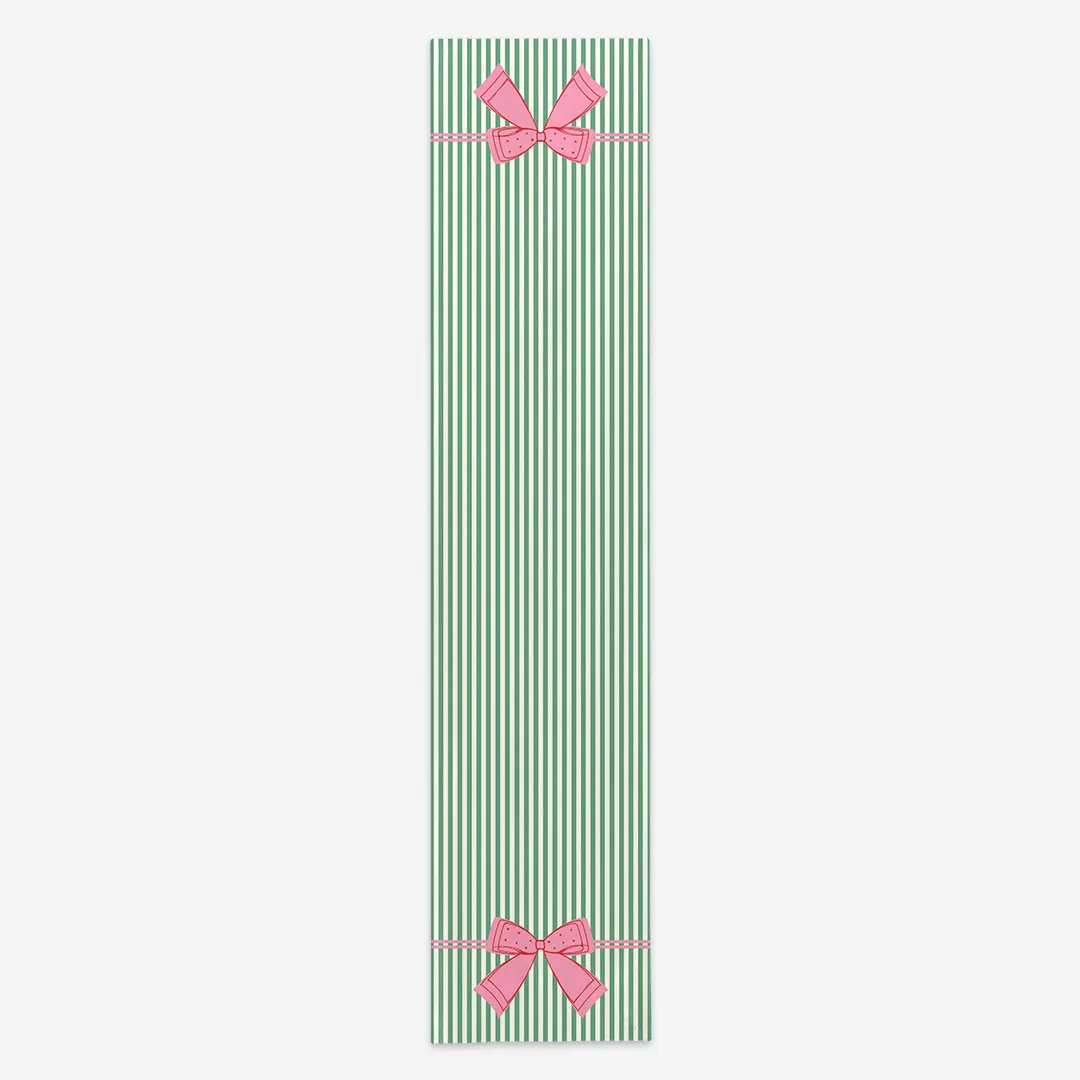 Bieżnik świąteczny Kokardka – zielone paski 40x180 cm