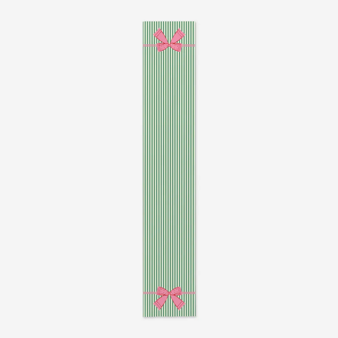 Bieżnik świąteczny Kokardka – zielone paski 40x220 cm