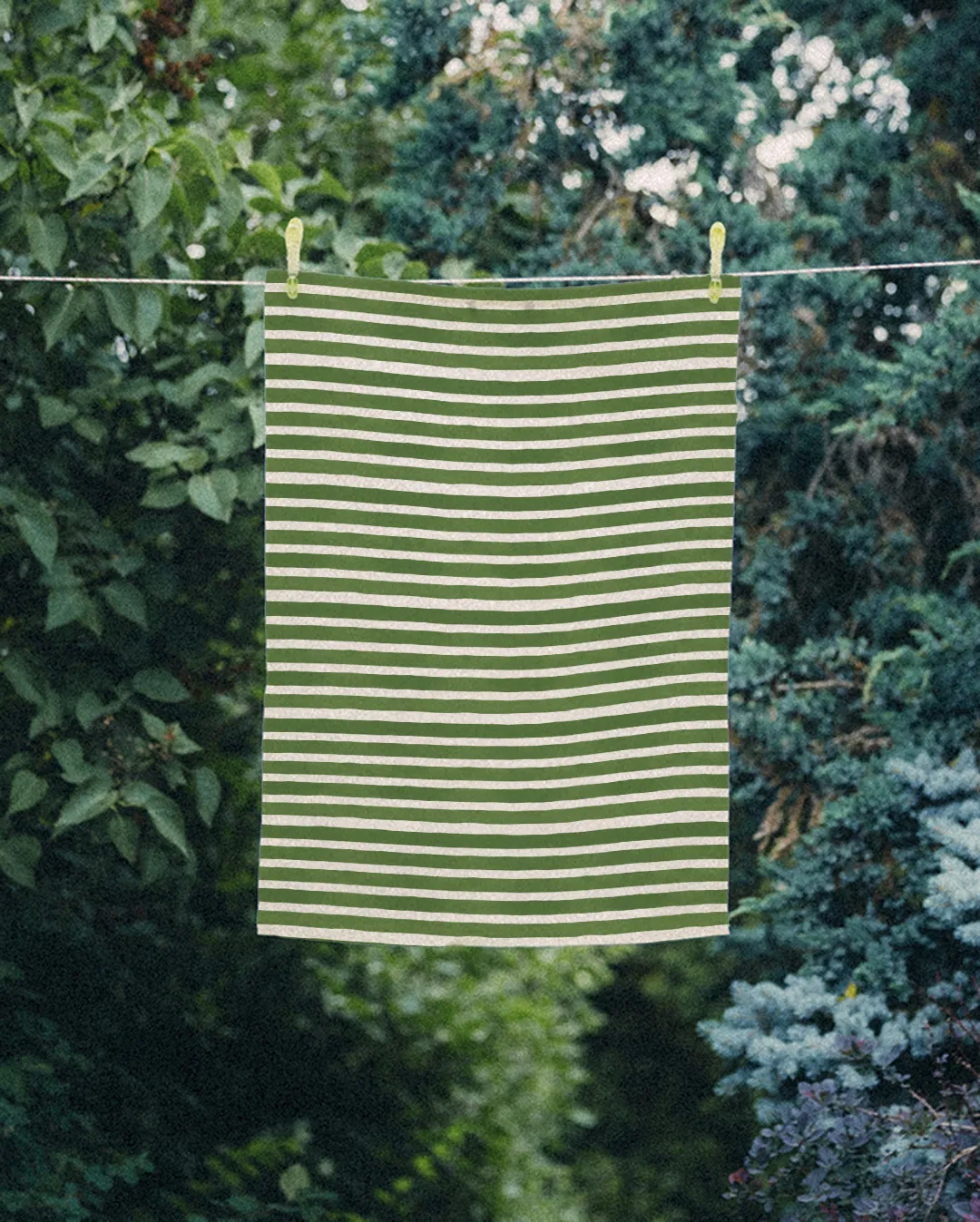 Ręcznik kuchenny - zielone paski - obrazek 2