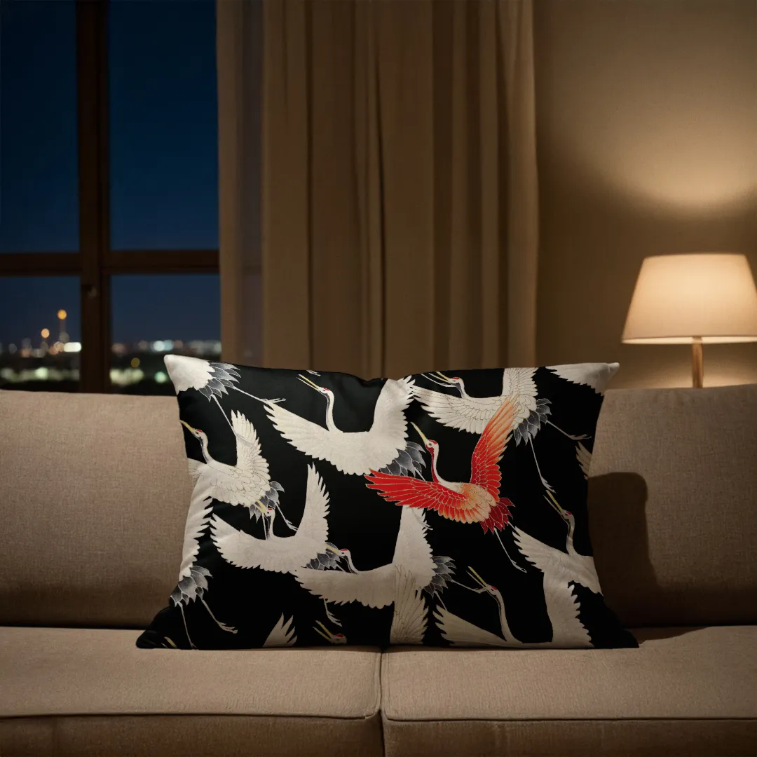 Poduszka - Lecące japońskie żurawie - obrazek 4