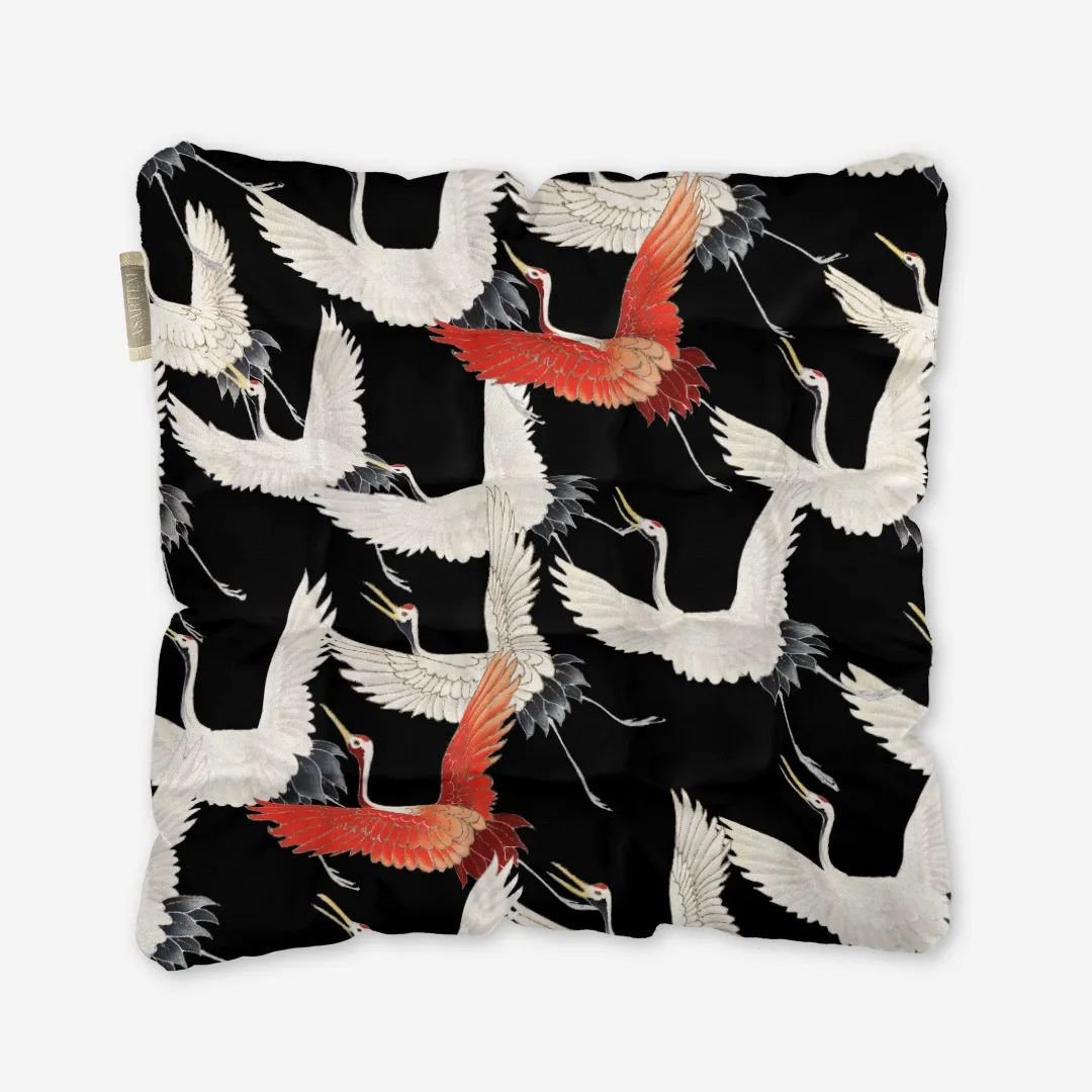 Poduszka na krzesło - Lecące japońskie żurawie - obrazek 4