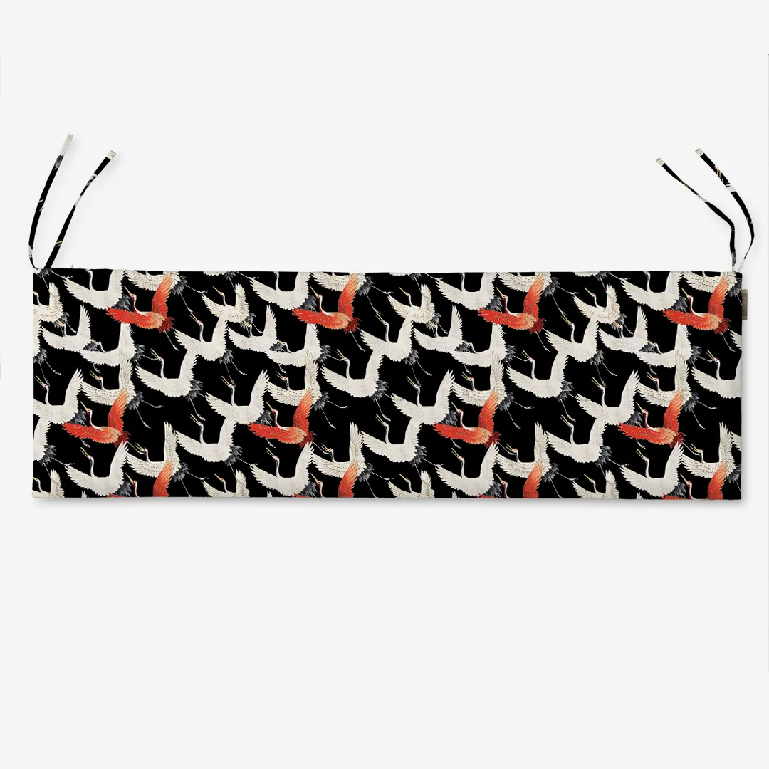 Poduszka na ławkę - Lecące japońskie żurawie - obrazek 3