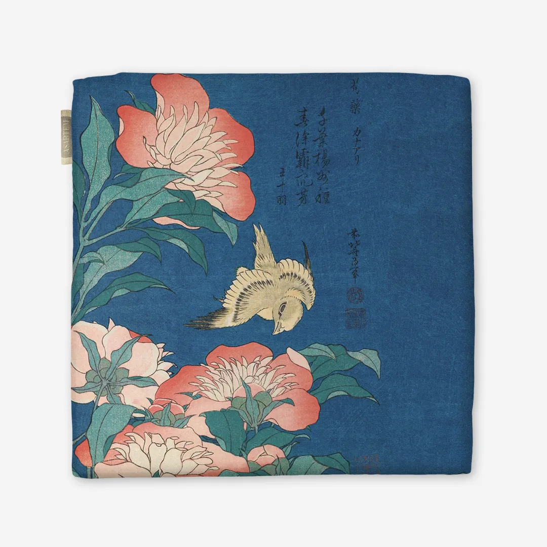 Poduszka na krzesło - Piwonie i kanarek - Hokusai - obrazek 4