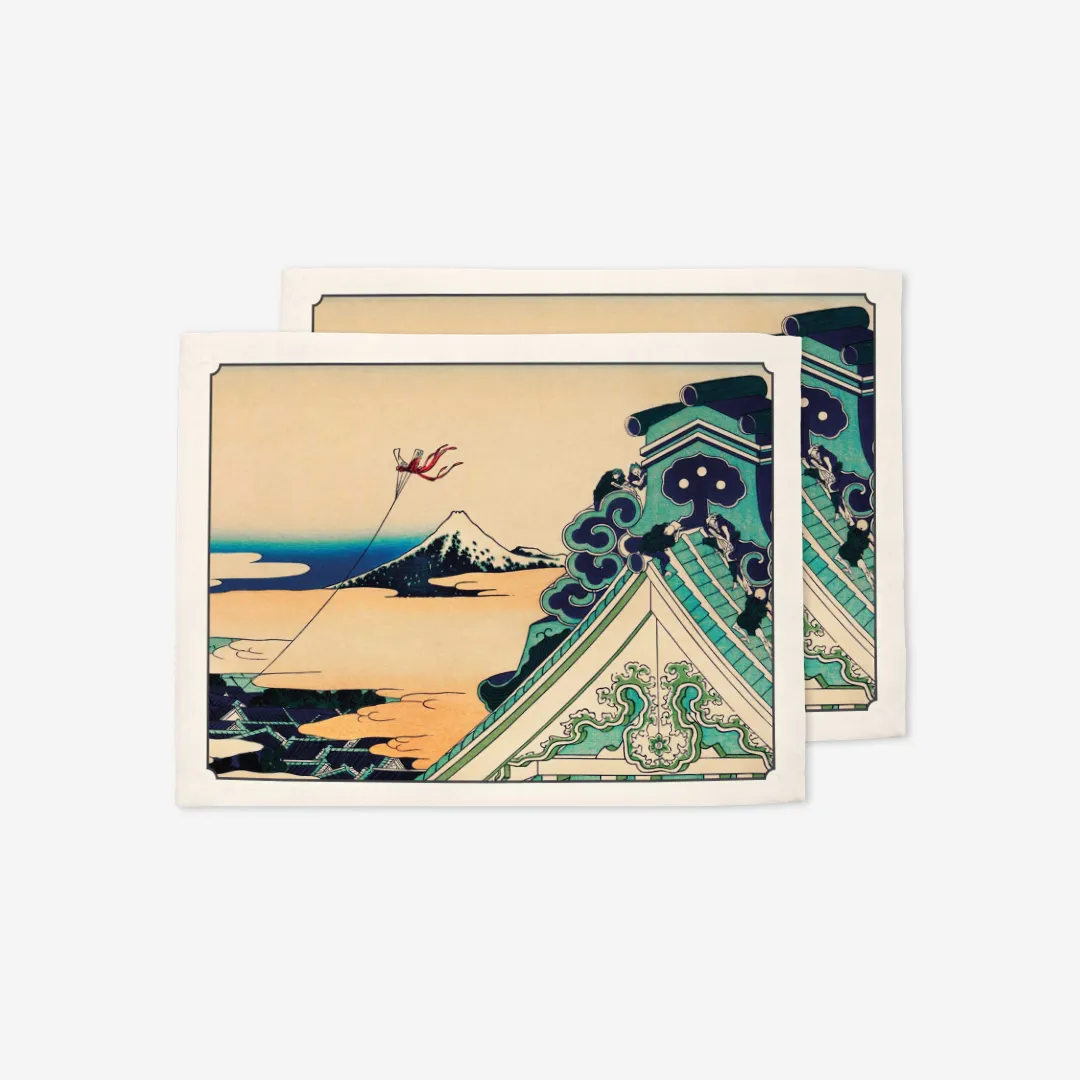 Podkładki - Świątynia Hongan-ji - Hokusai