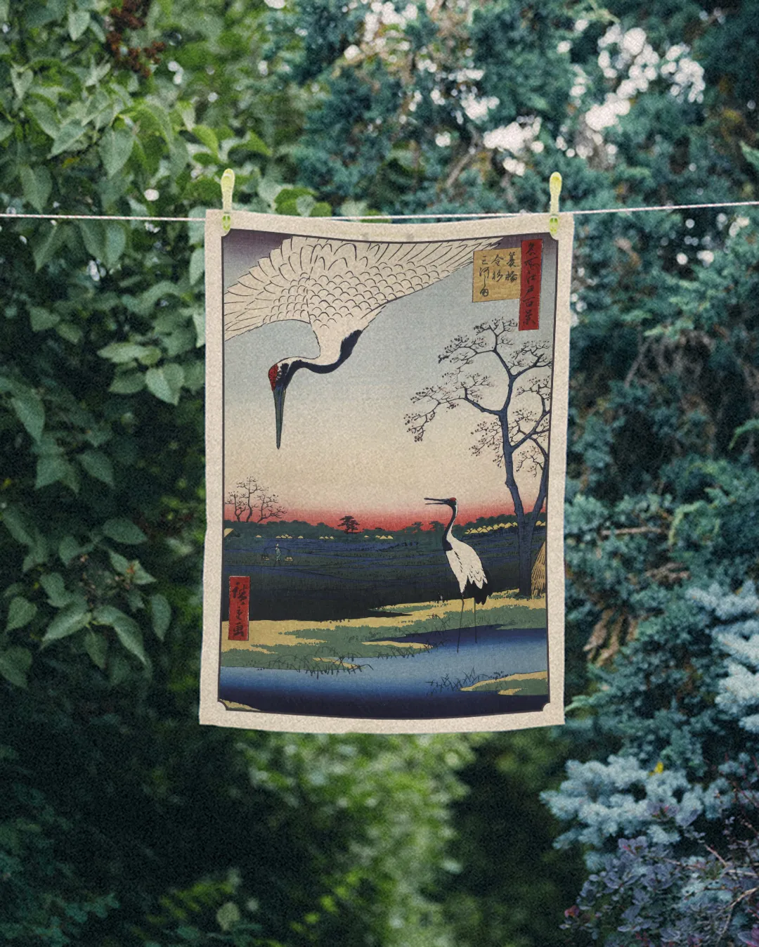 Ręcznik kuchenny - Żurawie Ukiyo-e - obrazek 2