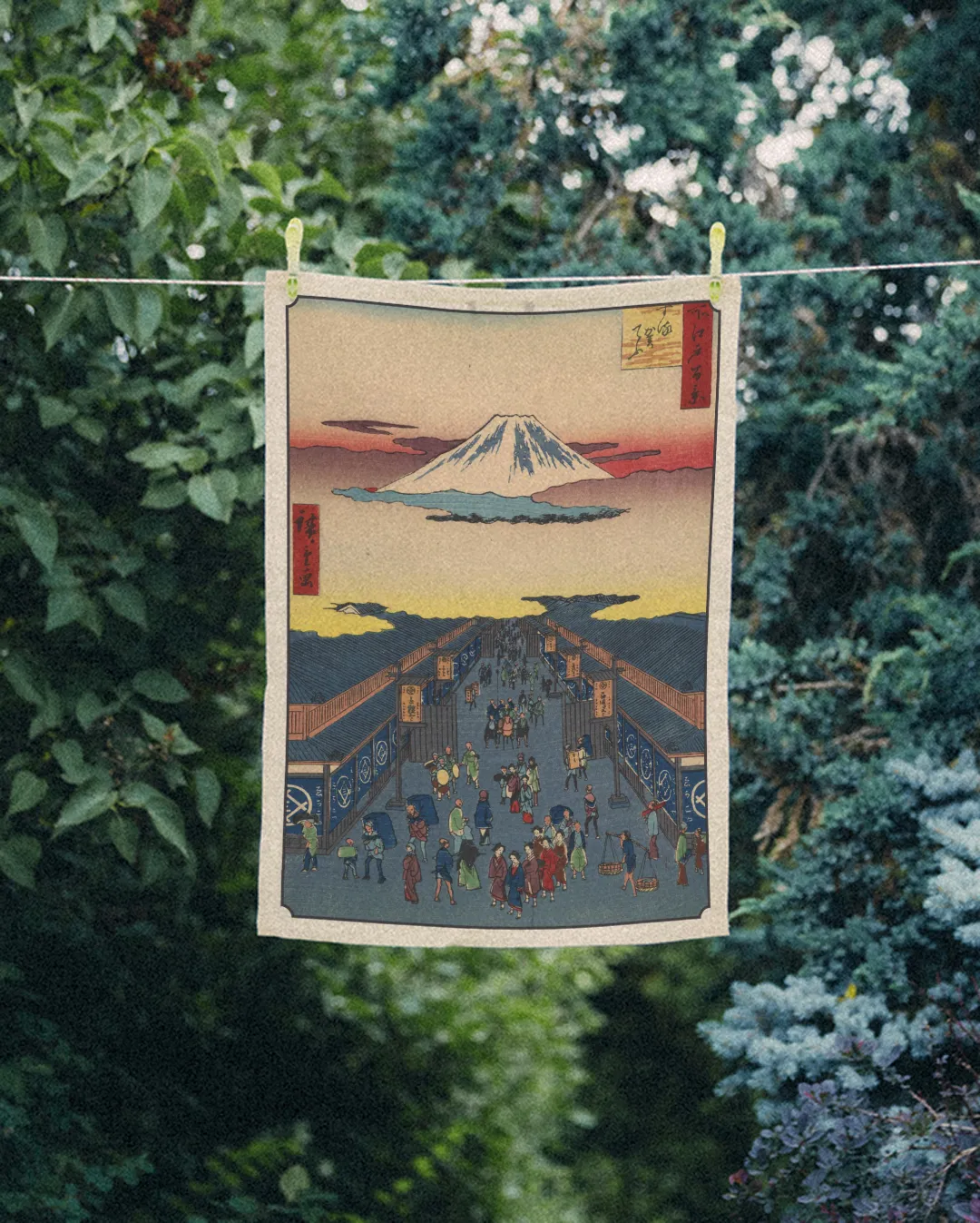 Ręcznik kuchenny - Ulica Suruga - Utagawa Hiroshige - obrazek 2