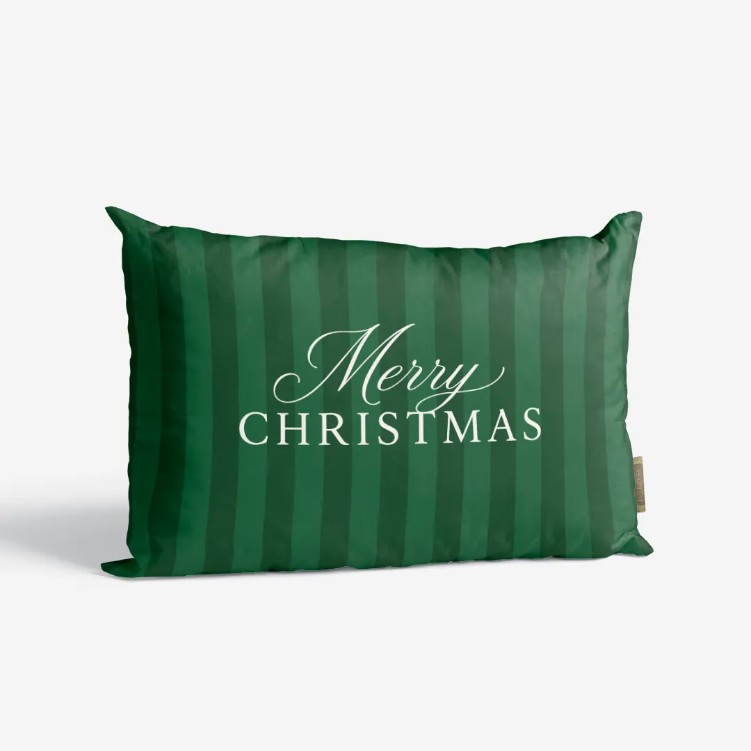 Poduszka świąteczna - Merry Christmas - zielone paski - obrazek 4