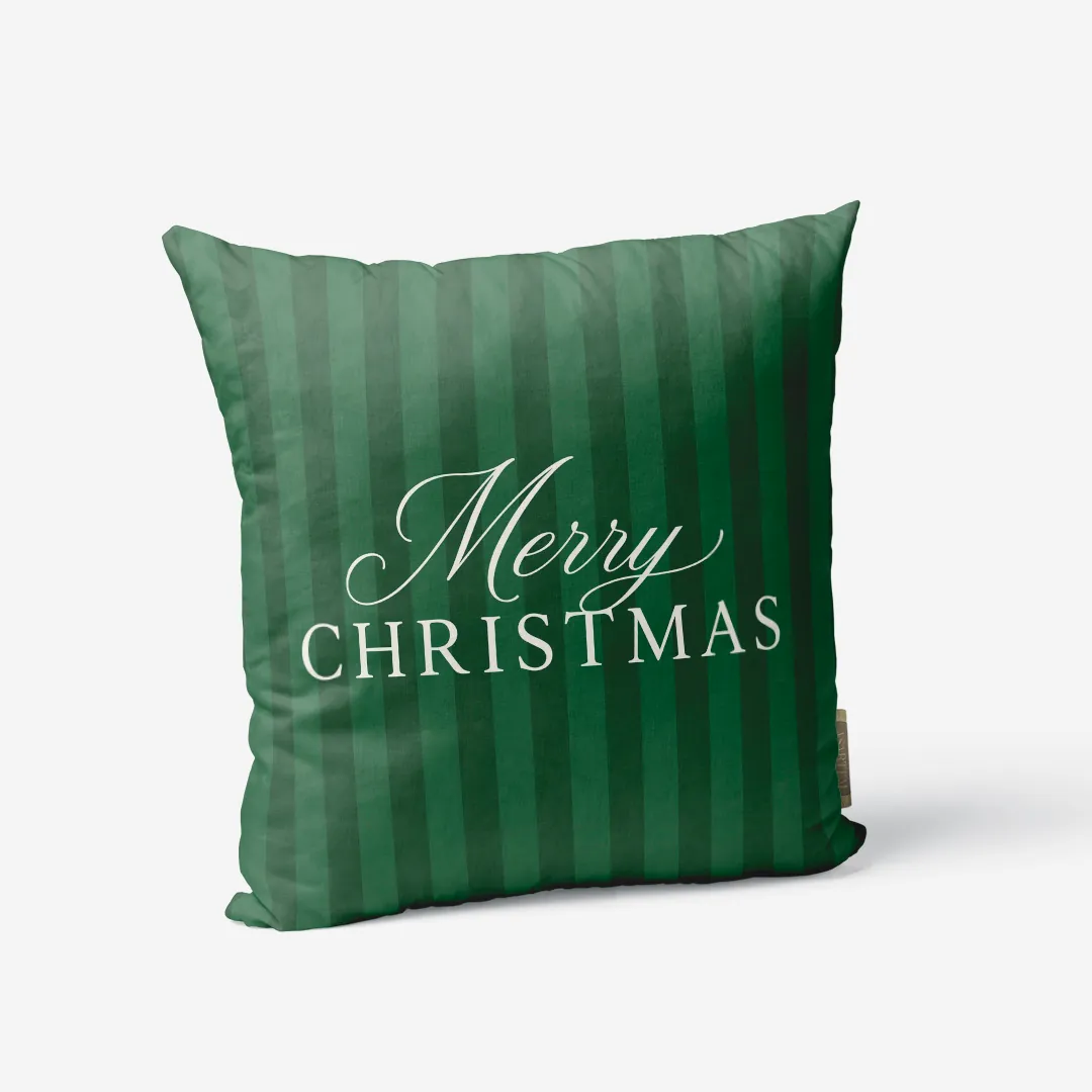 Poduszka świąteczna – Merry Christmas – zielone paski